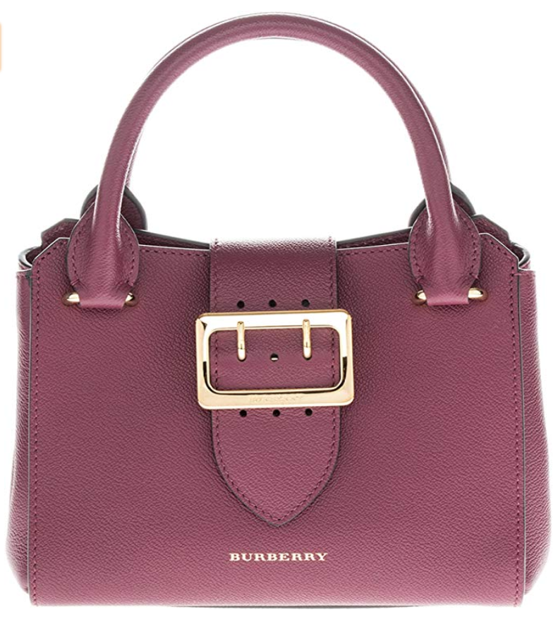 Burberry Small Buckle Tote in Grainy Plum